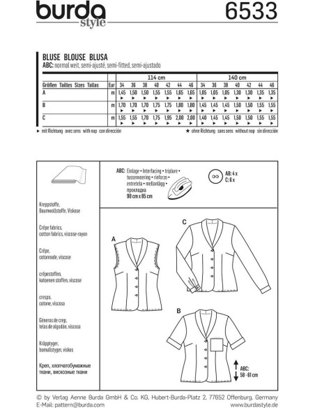 Blusenmuster - Burda 6533