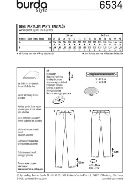 Hosenmuster - Burda 6534