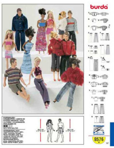 Schnittmuster für Barbie-Puppenkleidung - Burda 8576