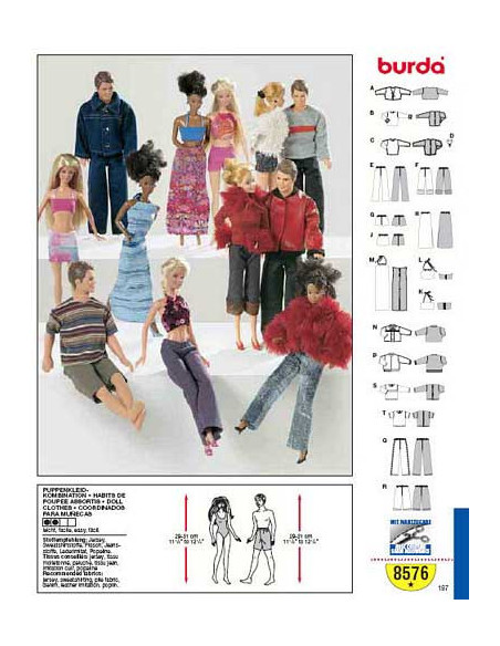 Schnittmuster für Barbie-Puppenkleidung - Burda 8576