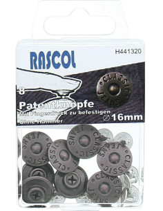 Schachtel mit 8 Jeansknöpfen 16mm Rascol - Mattes Silber