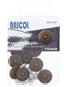 Schachtel mit 8 Jeansknöpfen 16mm Rascol - Mattes Kupfer