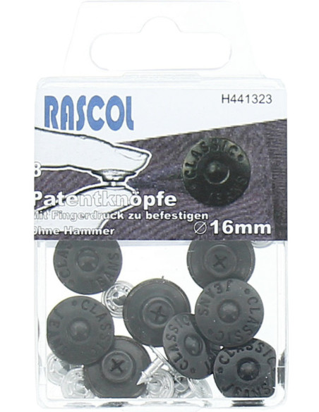 Schachtel mit 8 Jeansknöpfen 16mm Rascol - Matt Schwarz
