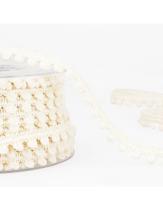 Mini-Pompons-Borte - Ecru