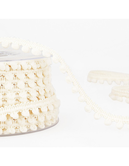 Mini-Pompons-Borte - Ecru