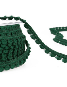 Mini-Pompons-Borte - Flaschengrün