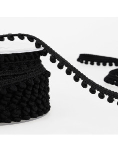 Mini-Pompon-Borte - Schwarz