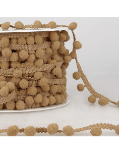 Große Pompons-Borte - Beige