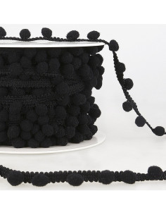 Große Pompons Borte - Schwarz