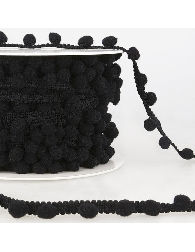 Große Pompons Borte - Schwarz
