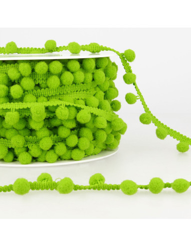 Große Pompons Borte - Apfelgrün
