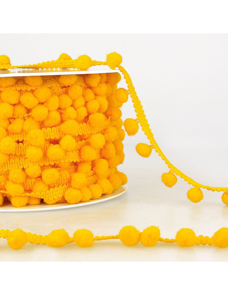 Große Pompons Borte - Gelb