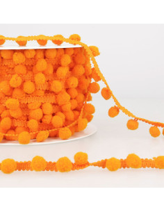 Große Pompons Borte - Orange