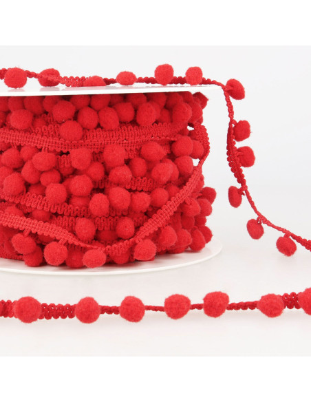 Große Pompons-Borte - Rot