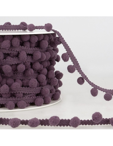 Große Pompons Borte - Aubergine