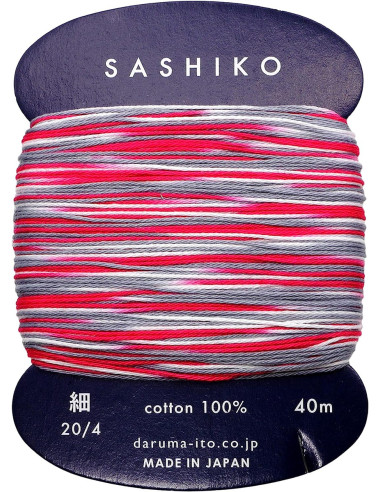 Daruma Kasuri Sashiko-Garn mehrfarbig 3 Farben 40 m