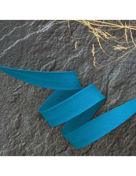 Schrägband aus Poly-Baumwolle - Pfauenblau