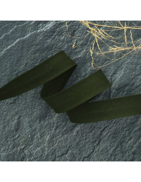 Biais tout textile polycoton - Kaki militaire