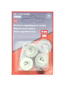 Set aus 3 magnetischen Nähknöpfen - Silber