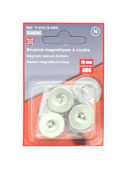 Set aus 3 magnetischen Nähknöpfen - Silber