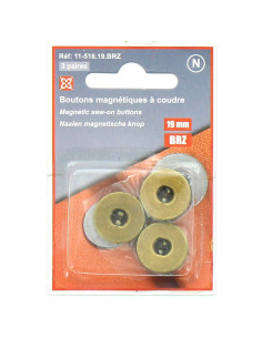 Set aus 3 magnetischen Nähknöpfen - Bronze