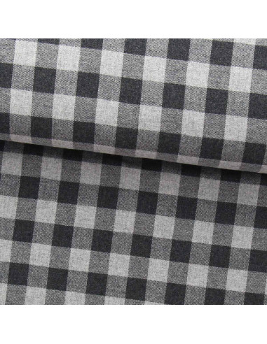 Flanellstoff mit großen Karos - Grau