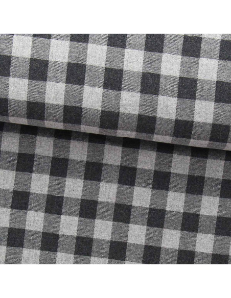 Flanellstoff mit großen Karos - Grau