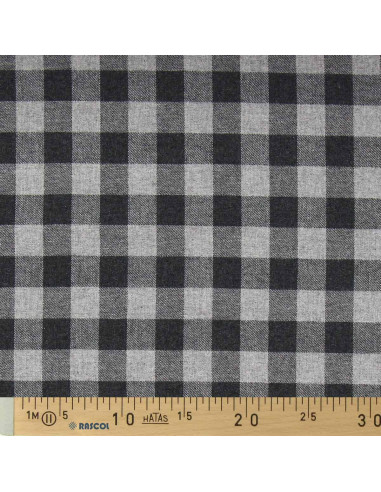 Flanellstoff mit großen Karos - Grau