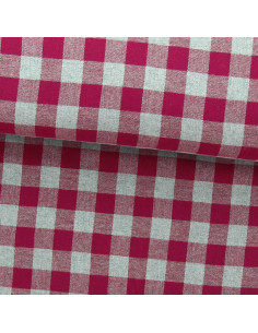 Flanellstoff mit großen Karos - Himbeere und Grau