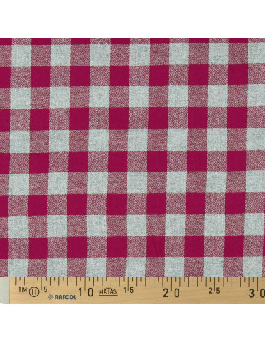 Flanellstoff mit großen Karos - Rot und Grau