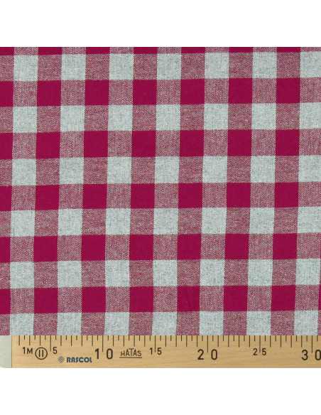 Flanellstoff mit großen Karos - Rot und Grau