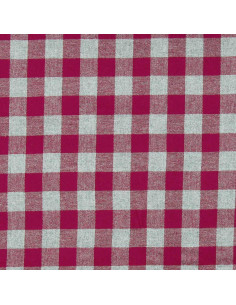 Flanellstoff mit großen Karos - Himbeere und Grau 2