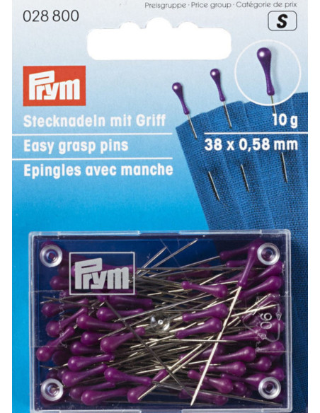 Stecknadeln mit violettem Griff