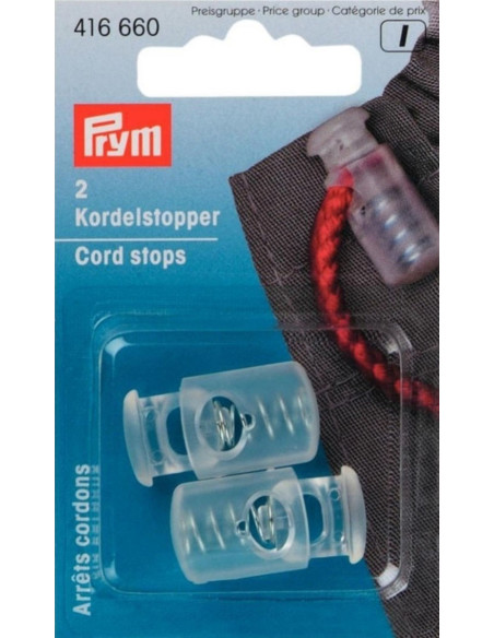 Kunststoffkordelstopper mit 1 Loch - Transparent