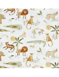 Baumwoll-Popeline-Stoff - Sarafou weiß und camel 2