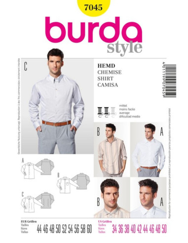 Herrenhemd Schnittmuster - Burda 7045