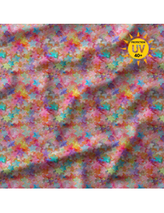 Lycra-Badeanzugstoff - Gummystar rosa und violett