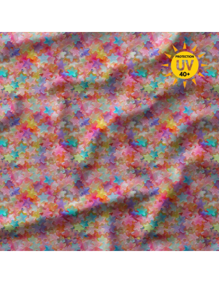 Lycra-Badeanzugstoff - Gummystar rosa und violett
