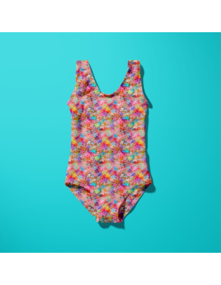 Lycra-Badeanzugstoff - Gummystar rosa und violett