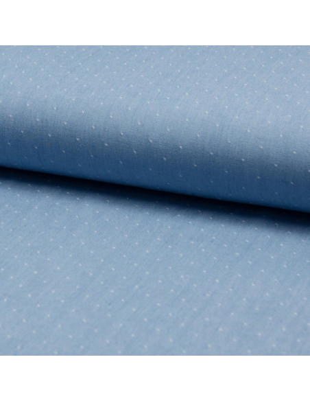 Viskose Chambray Plumetis Stoff - Himmelblau
