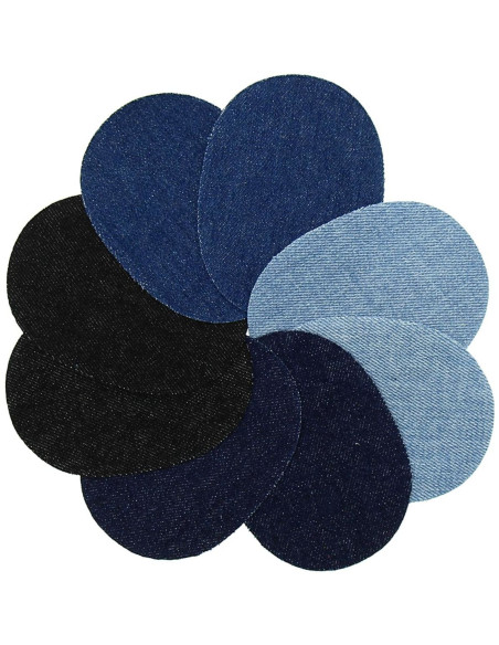 Sortiment von kleinen Paaren thermoklebender Ellbogen- und Knieflicken - Jeans