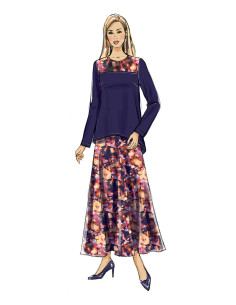 Oberteil, Tunika, Rock und Schal Schnittmuster - Butterick 6636 2