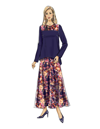 Oberteil, Tunika, Rock und Schal Schnittmuster - Butterick 6636