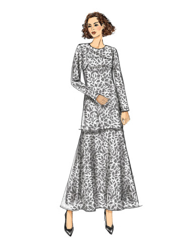 Oberteil, Tunika, Rock und Schal Schnittmuster - Butterick 6636