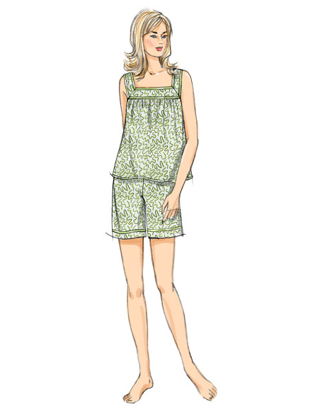 Oberteil, Nachthemd und Shorts Schnittmuster - Butterick 6883