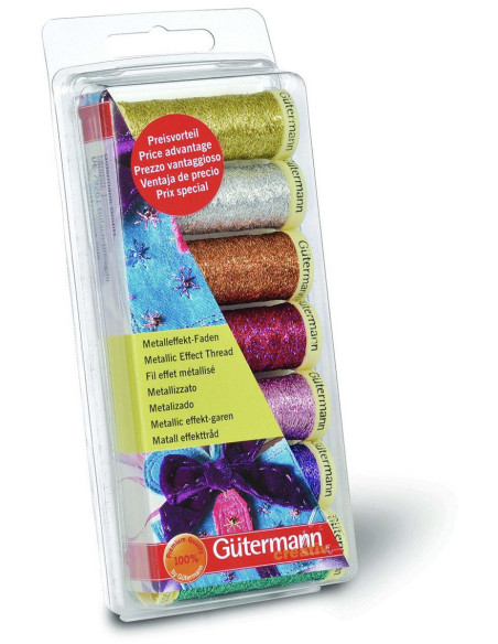 Set mit 7 Gütermann Nähfäden mit Metallic-Effekt