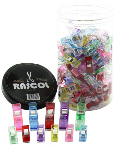 Glas mit 100 bunten Stoffklammern von Rascol
