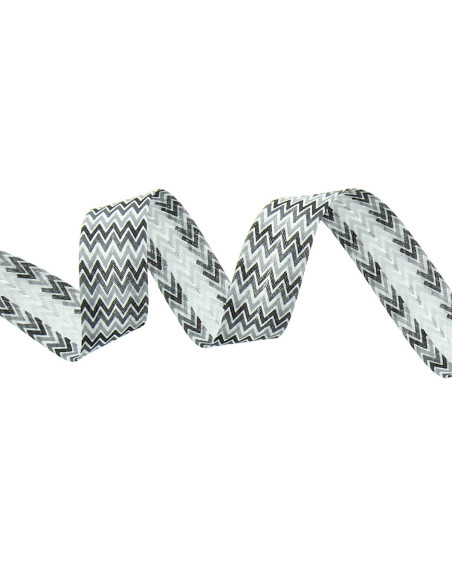 Chevron-Muster Schrägband - Schwarz, Grau und Weiß