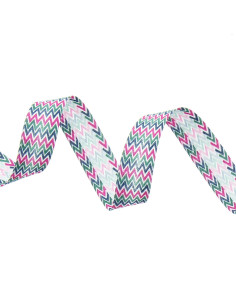 Chevron-Muster Schrägband - Rosa, Khaki und Blau
