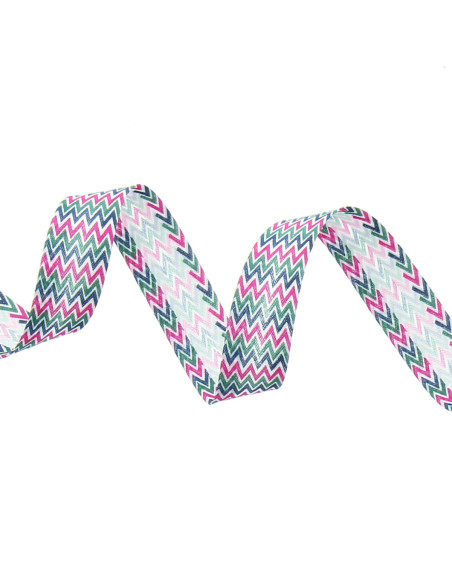 Chevron-Muster Schrägband - Rosa, Khaki und Blau